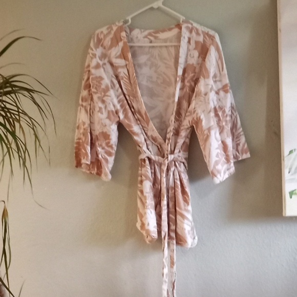 Billabong Sandcastle Linen Coastal Beachy Nautical Belted Bohemian Kimono - Picture 3 of 7